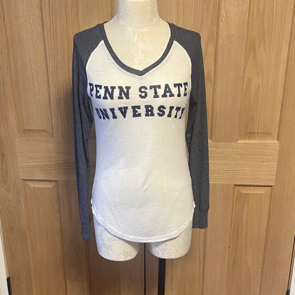 Women's Long Sleeve Penn State University Top - White and Gray
